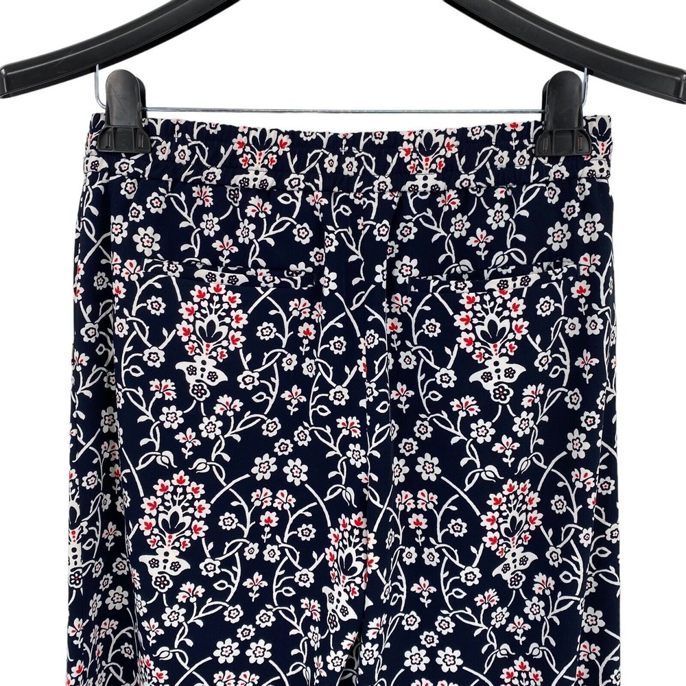 Ann Taylor Loft Women's Pants Red White Blue Pull on Casual Floral Wide Leg S - Picture 8 of 9